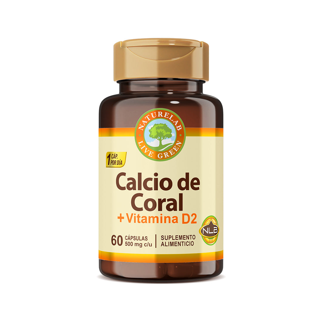 Calcio de Coral + Vitamina D2 Naturelab® 60 cápsulas