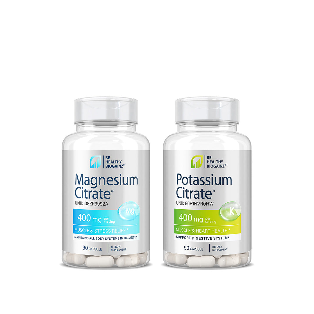 Biogainz Magnesium Citrate & Potassium Citrate® (Pack de Citratos Magnesio & Potasio) 90 cápsulas c/u
